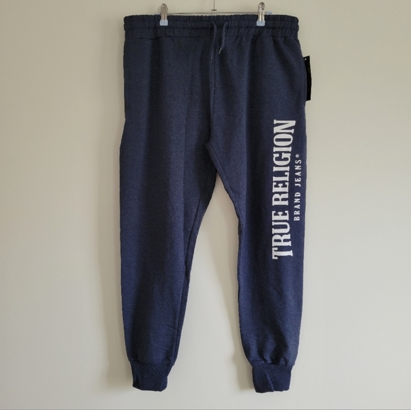 True Religion Other - True Religion Loungewear White Logo‎ Print Thick Fleece Sweat Jogger Pants L NWT